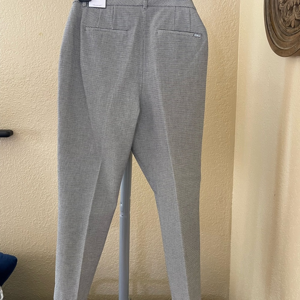 Gray Dress Pants with Tailored Fit and Pressed Creases